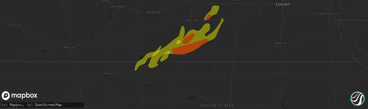Hail map in Red Cloud, NE on April 18, 2023