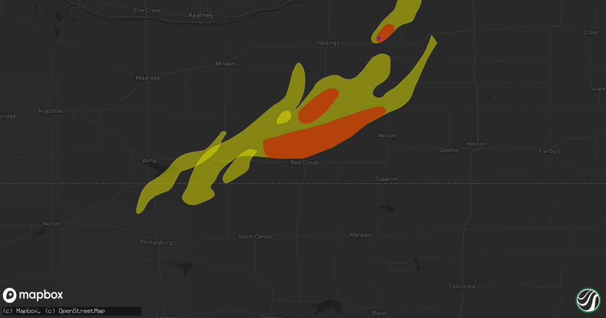 Hail map in Red Cloud, NE on April 18, 2023