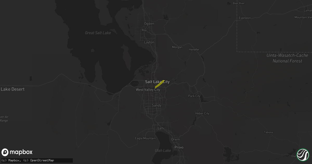 Hail map in Salt Lake City, UT on April 18, 2023