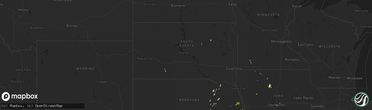 Hail map in South Dakota on April 18, 2023