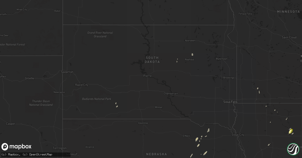 Hail map in South Dakota on April 18, 2023