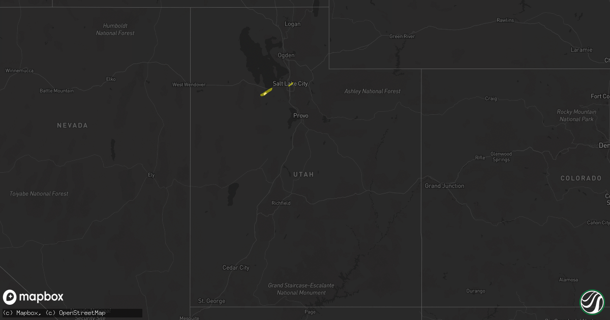 Hail map in Utah on April 18, 2023