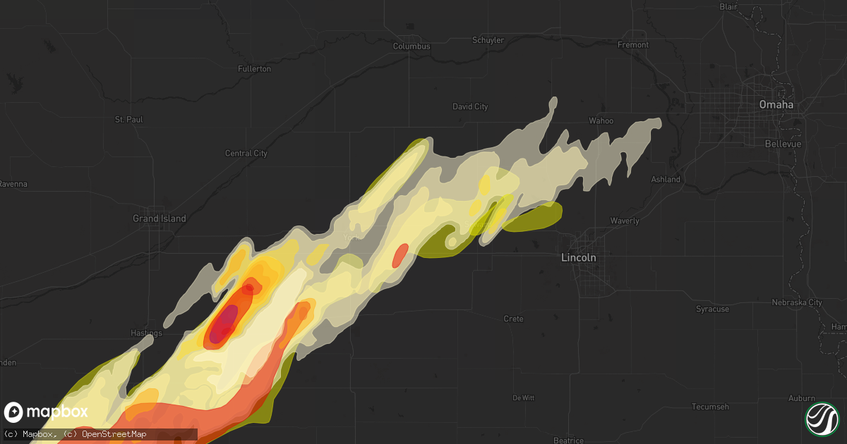 Hail map in Utica, NE on April 18, 2023
