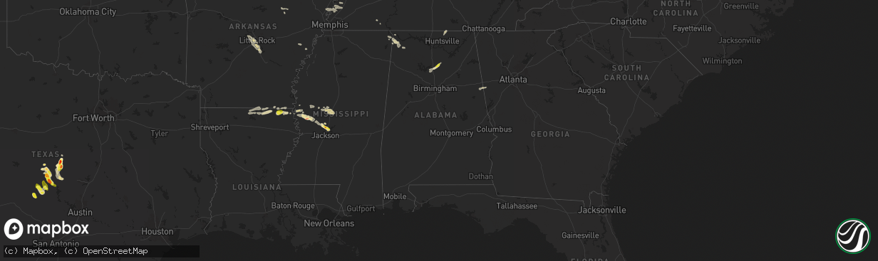 Hail map in Alabama on April 18, 2024
