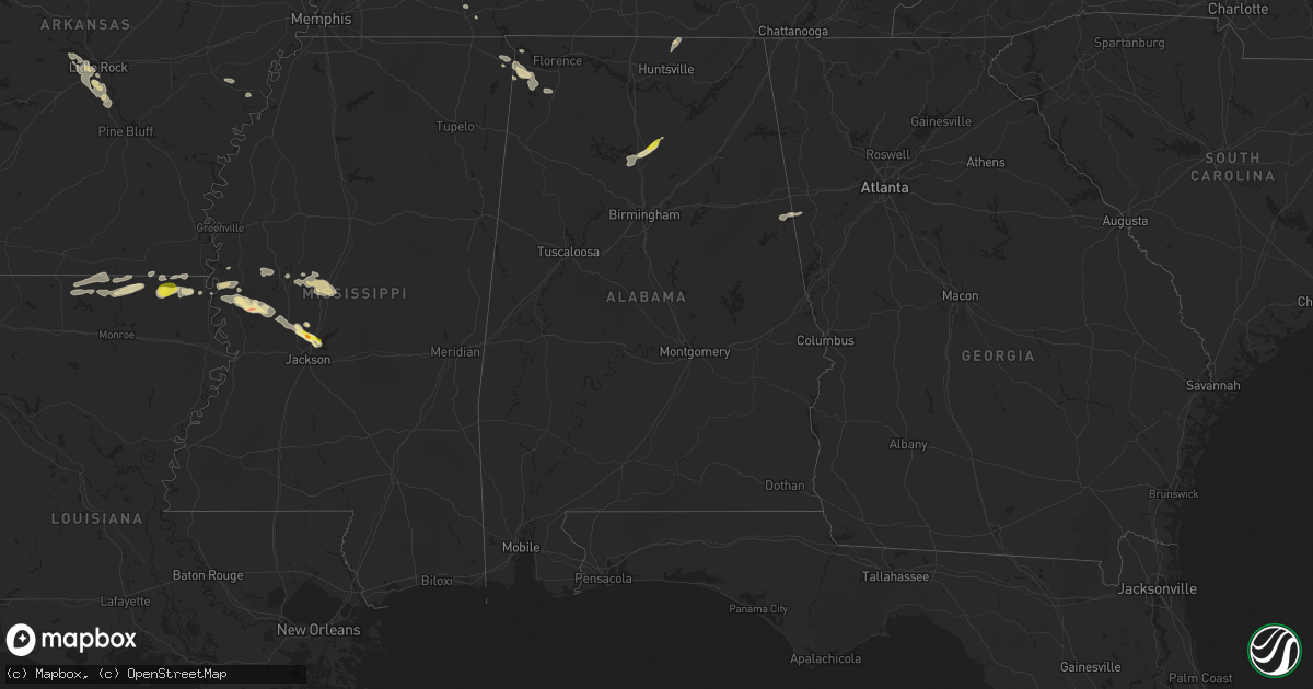 Hail map in Alabama on April 18, 2024