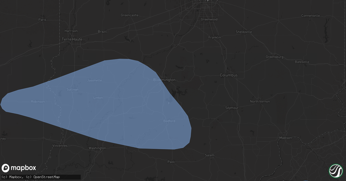 Hail map in Bloomington, IN on April 18, 2024