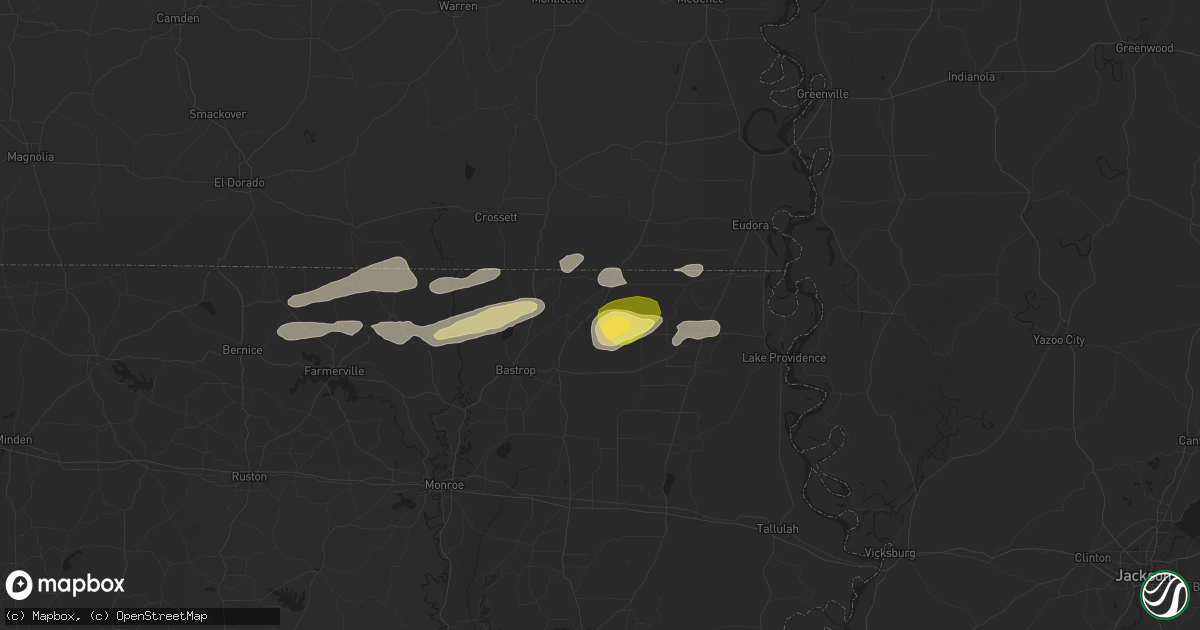 Hail map in Bonita, LA on April 18, 2024