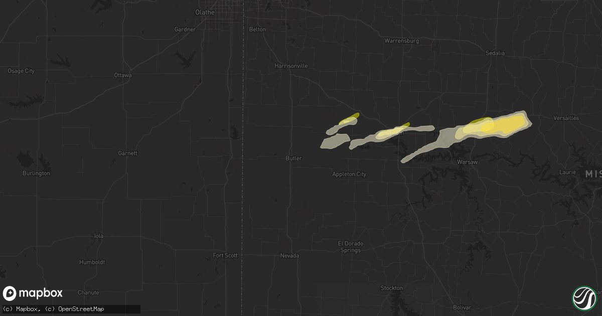 Hail map in Butler, MO on April 18, 2024