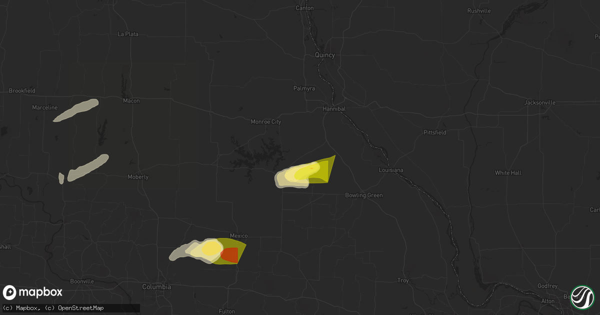 Hail map in Center, MO on April 18, 2024