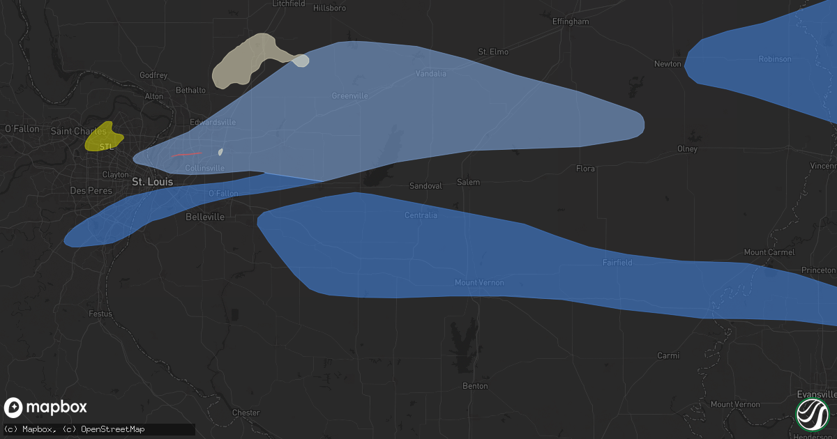 Hail map in Centralia, IL on April 18, 2024