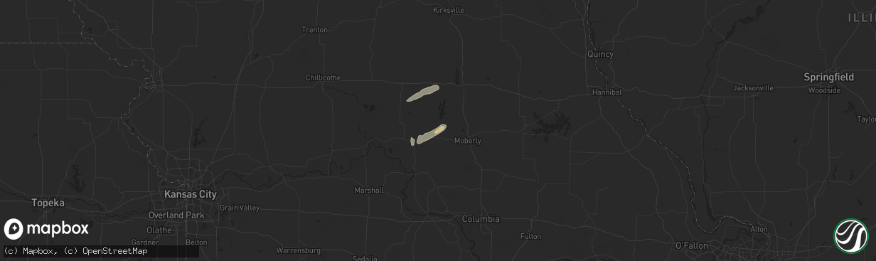 Hail map in Clifton Hill, MO on April 18, 2024