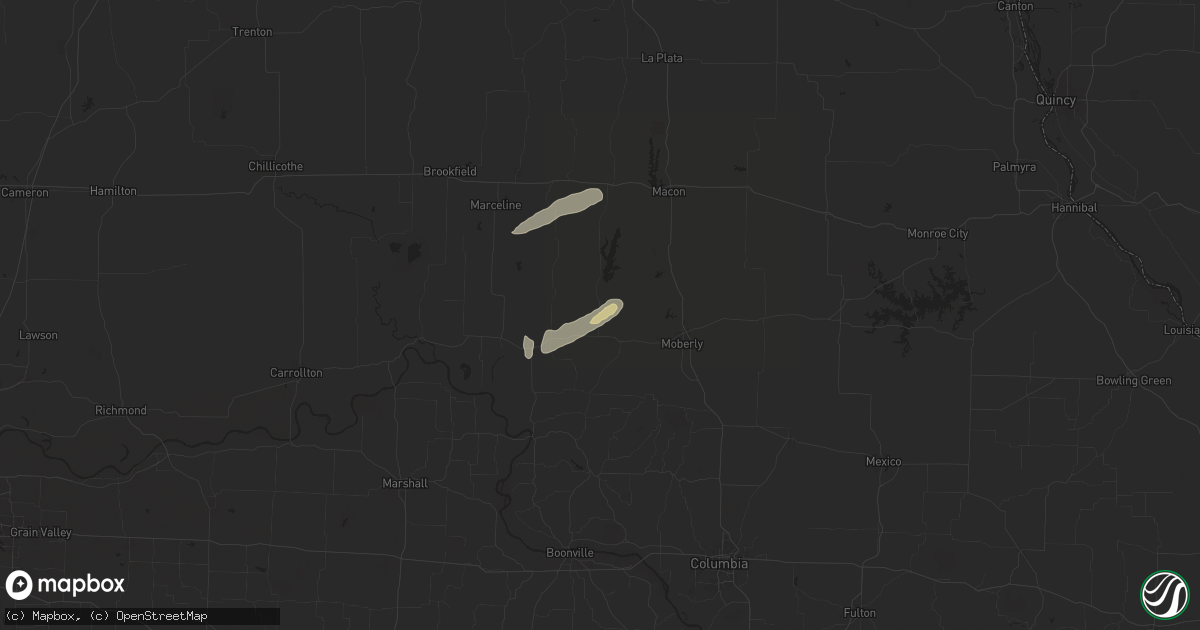Hail map in Clifton Hill, MO on April 18, 2024