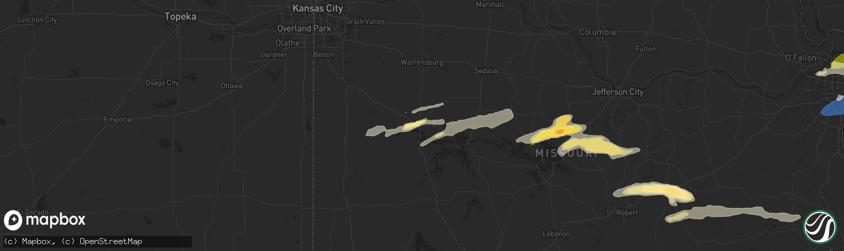 Hail map in Clinton, MO on April 18, 2024