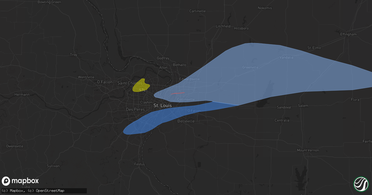 Hail map in Collinsville, IL on April 18, 2024