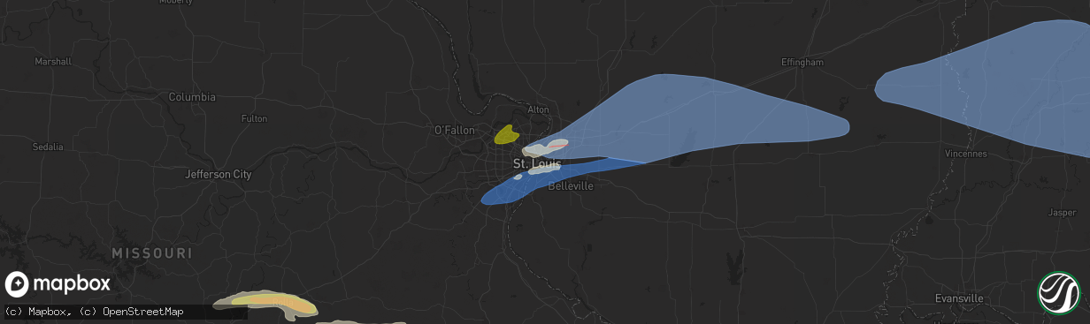 Hail map in East Saint Louis, IL on April 18, 2024