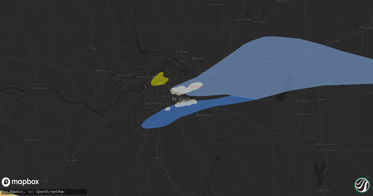 Hail map in East Saint Louis, IL on April 18, 2024