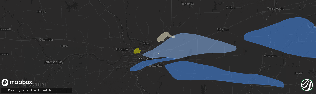 Hail map in Edwardsville, IL on April 18, 2024