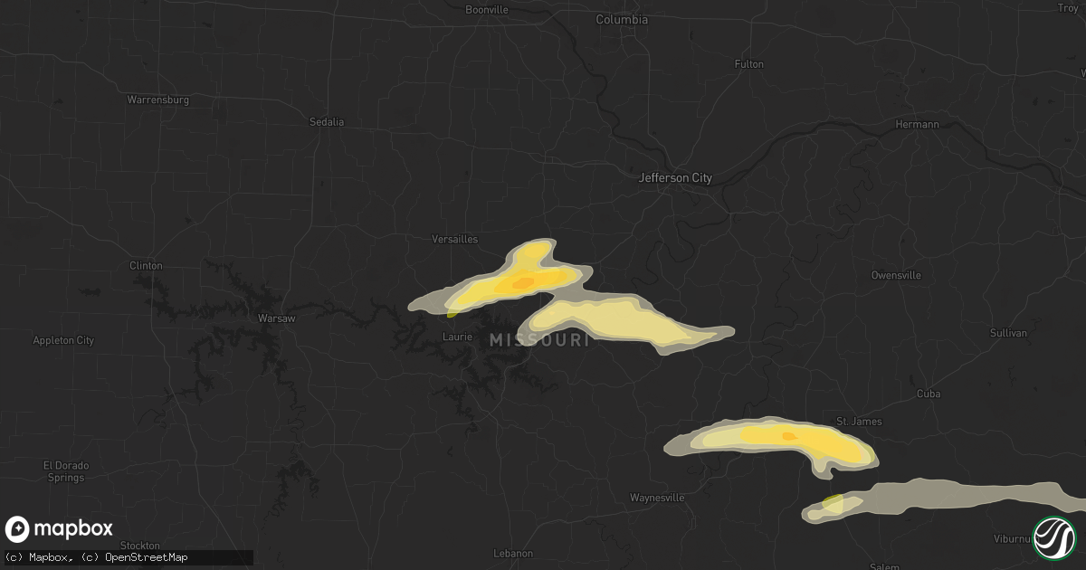 Hail map in Eldon, MO on April 18, 2024