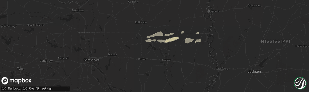 Hail map in Farmerville, LA on April 18, 2024