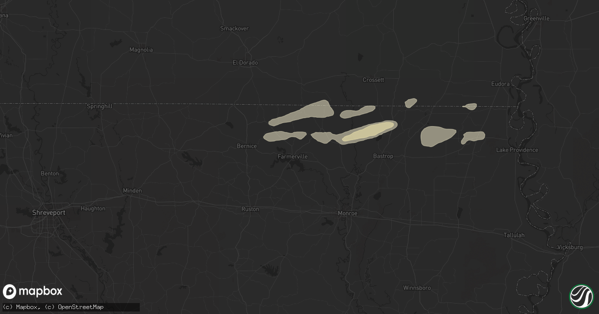 Hail map in Farmerville, LA on April 18, 2024