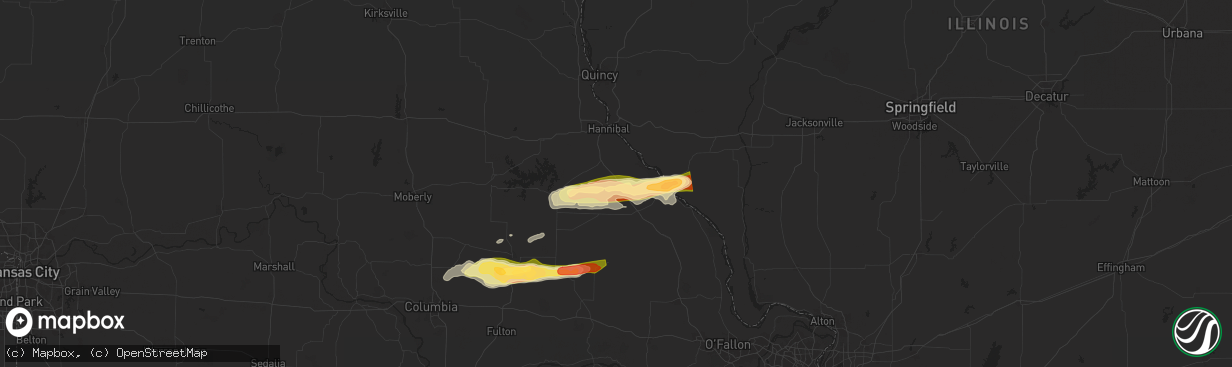 Hail map in Frankford, MO on April 18, 2024