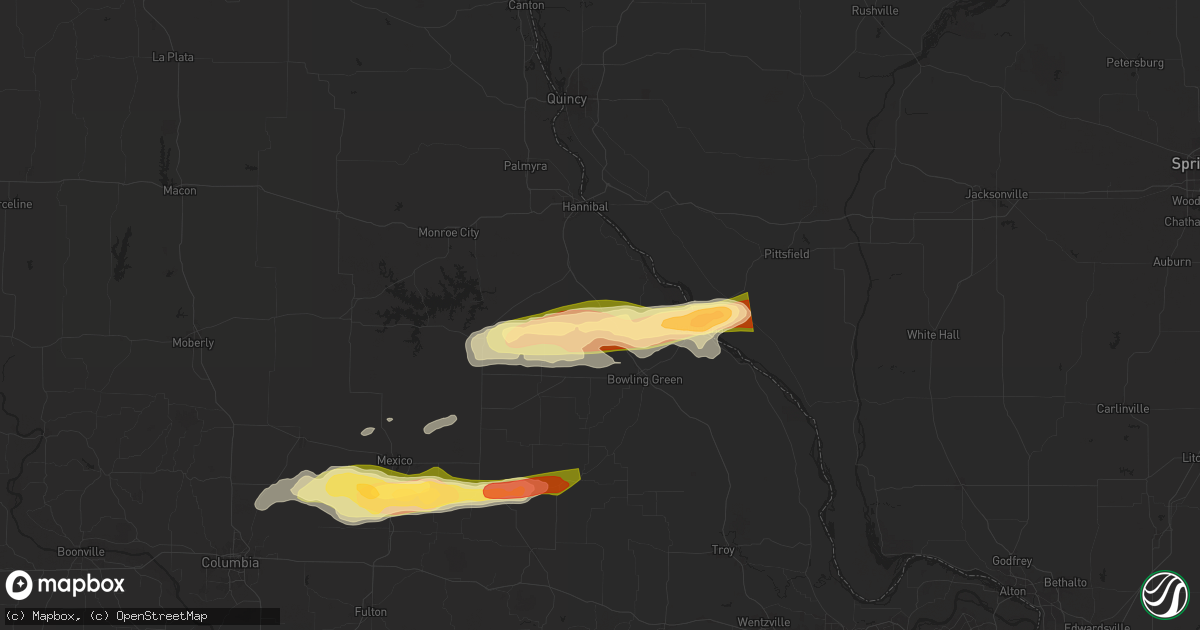 Hail map in Frankford, MO on April 18, 2024