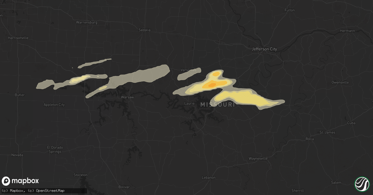Hail map in Gravois Mills, MO on April 18, 2024