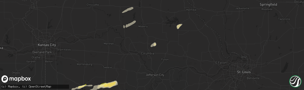Hail map in Hallsville, MO on April 18, 2024