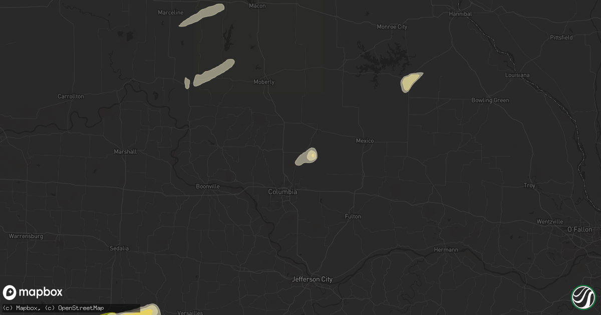 Hail map in Hallsville, MO on April 18, 2024