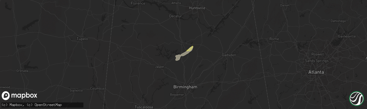 Hail map in Hanceville, AL on April 18, 2024