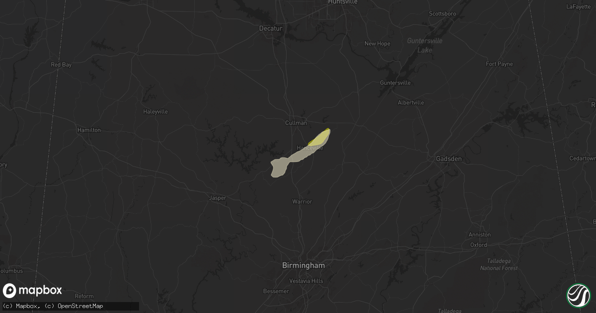 Hail map in Hanceville, AL on April 18, 2024