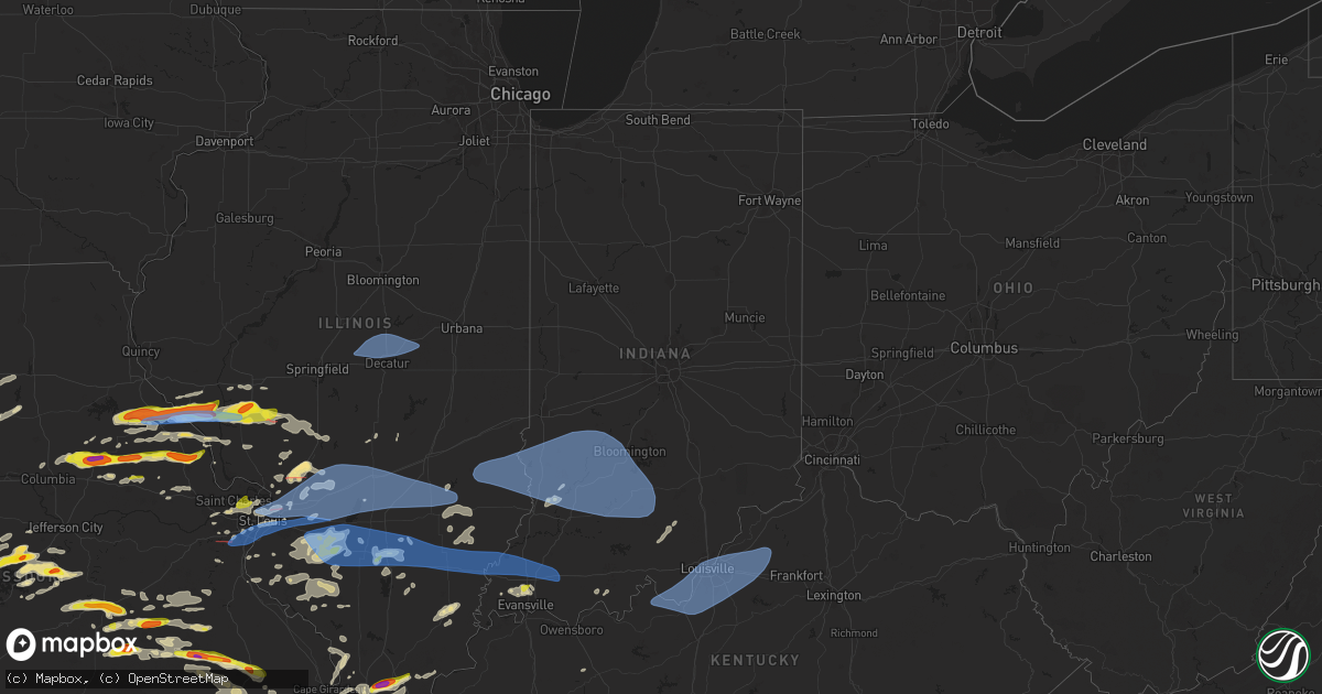Hail map in Indiana on April 18, 2024