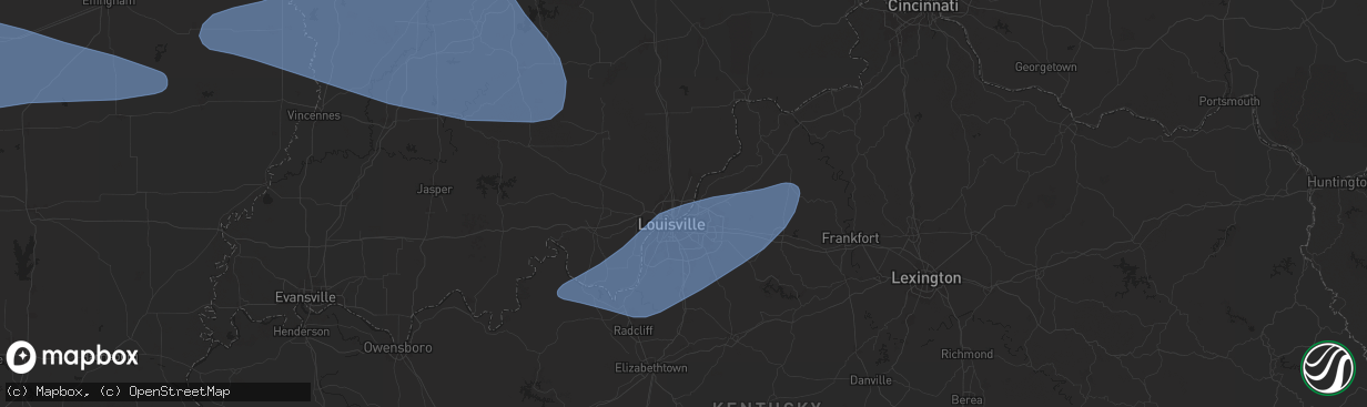 Hail map in Jeffersonville, IN on April 18, 2024