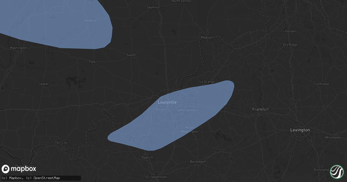 Hail map in Jeffersonville, IN on April 18, 2024