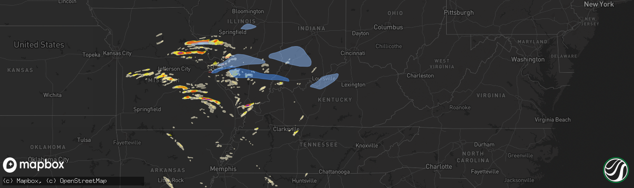 Hail map in Kentucky on April 18, 2024