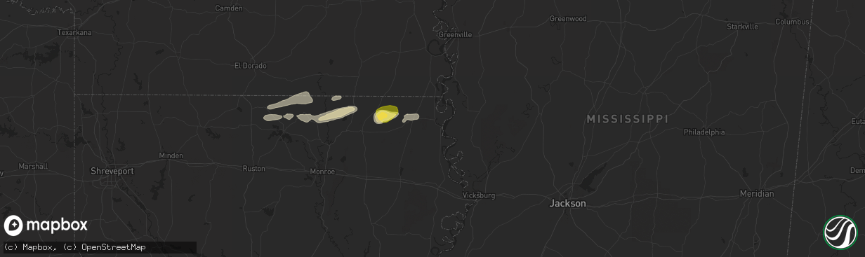 Hail map in Lake Providence, LA on April 18, 2024