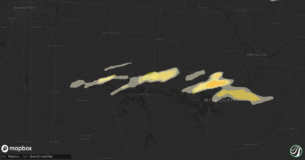 Hail map in Lincoln, MO on April 18, 2024