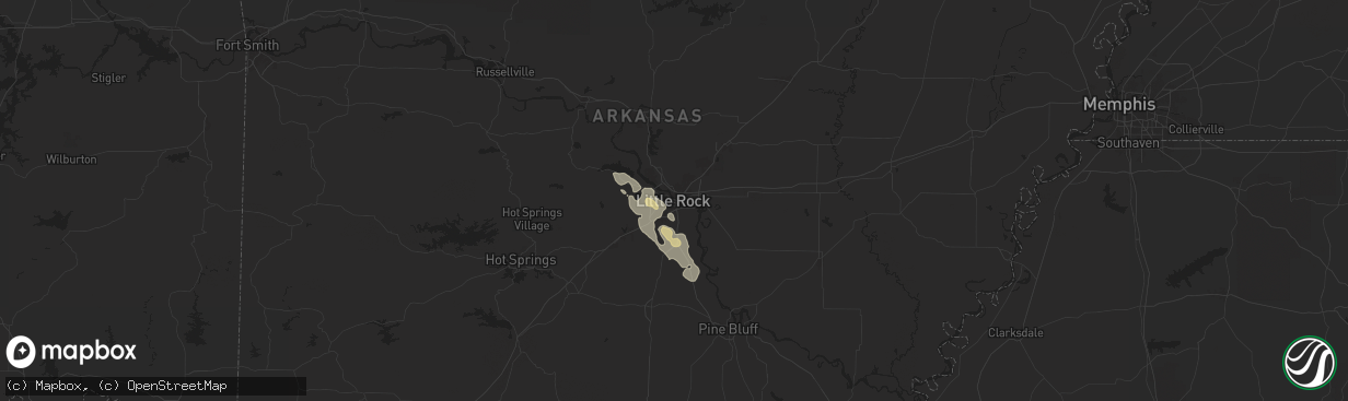 Hail map in Little Rock, AR on April 18, 2024