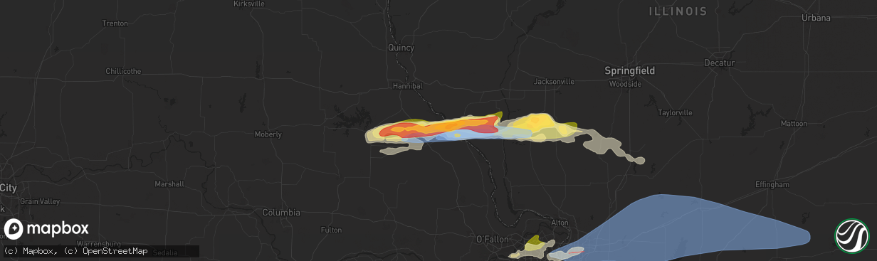 Hail map in Louisiana, MO on April 18, 2024