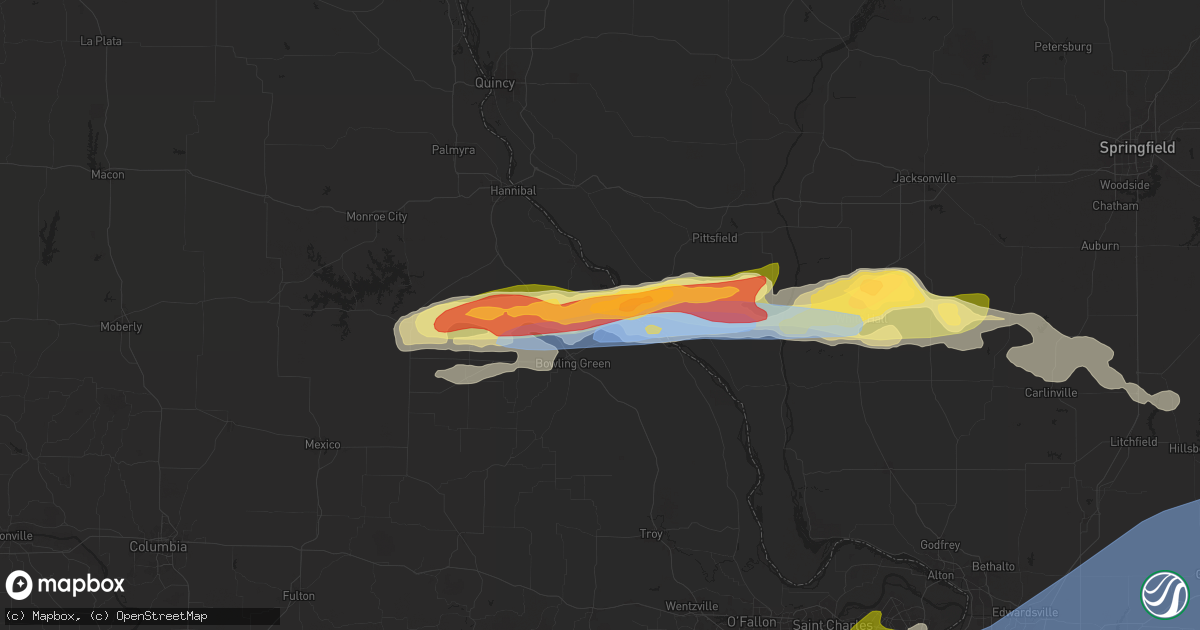 Hail map in Louisiana, MO on April 18, 2024