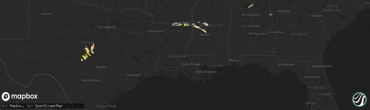 Hail map in Louisiana on April 18, 2024