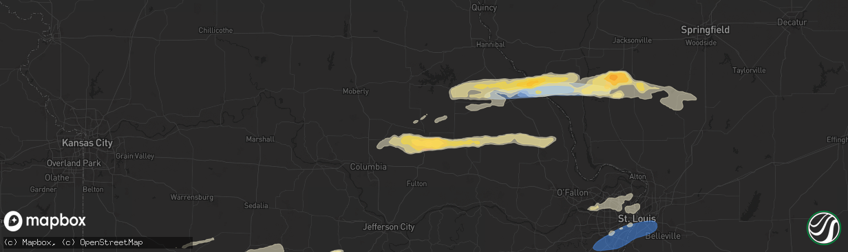 Hail map in Mexico, MO on April 18, 2024