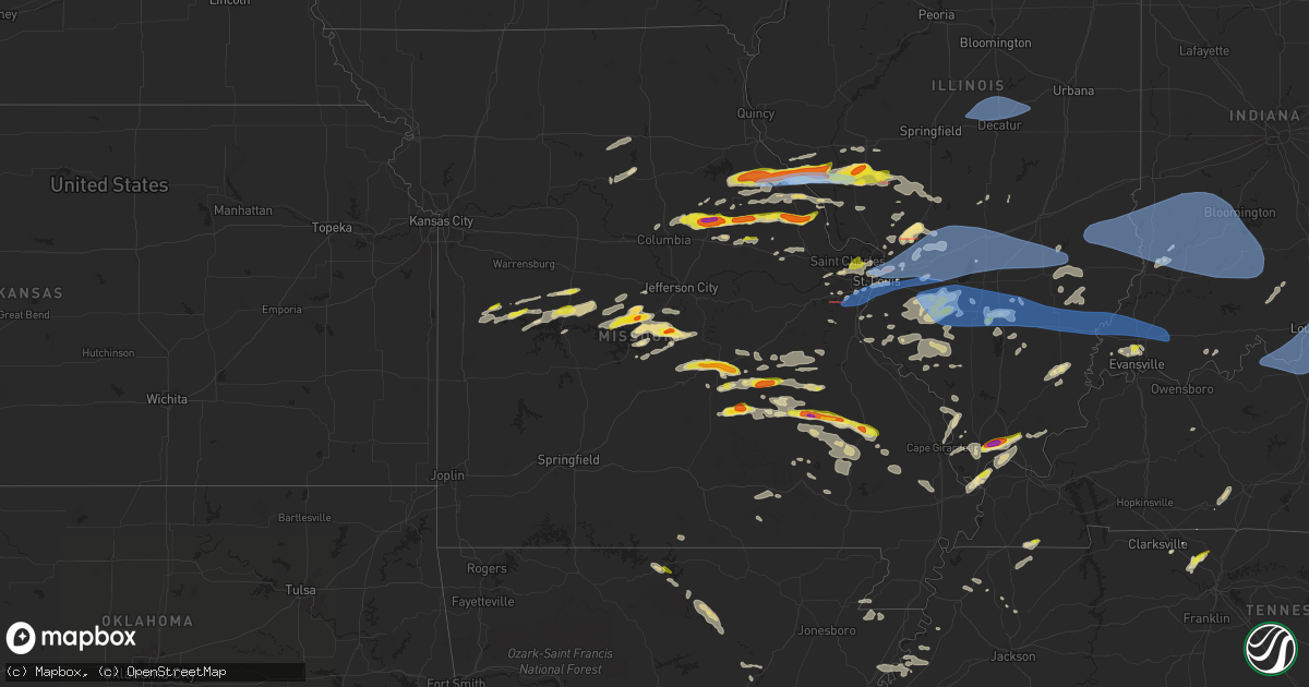 Hail map in Missouri on April 18, 2024