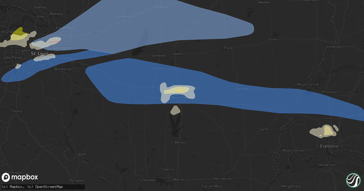 Hail map in Mount Vernon, IL on April 18, 2024