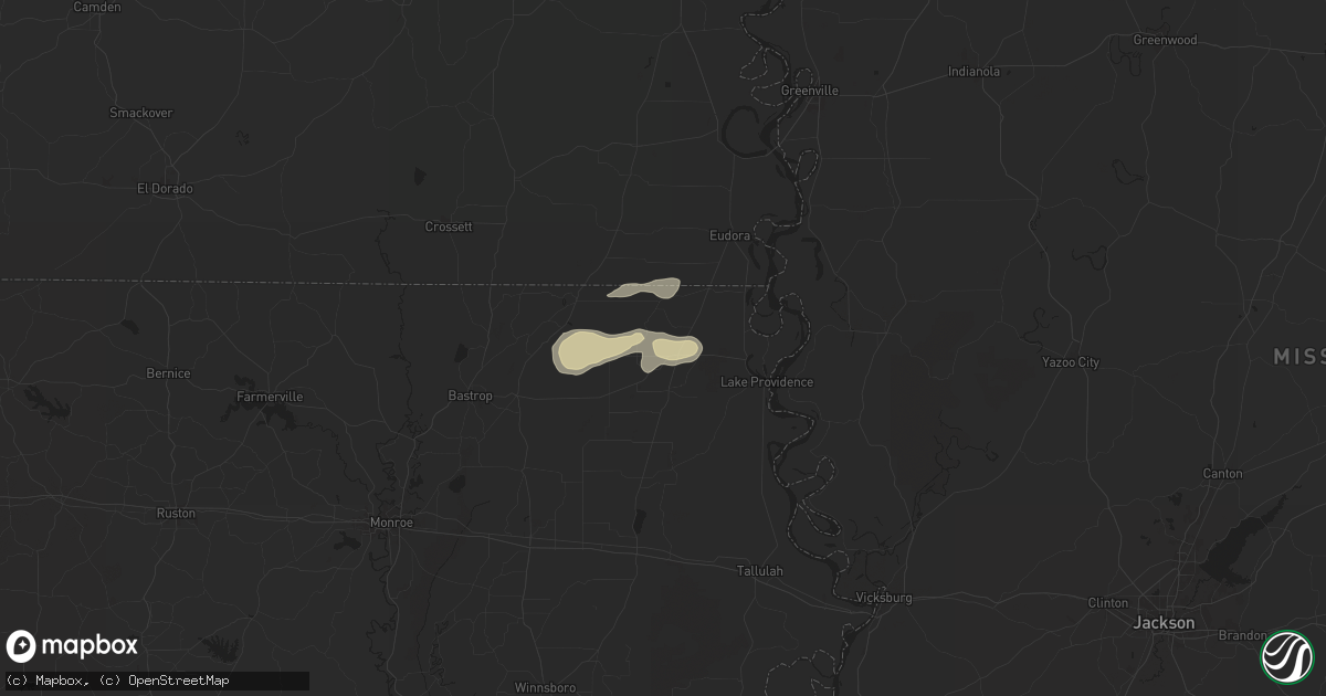 Hail map in Oak Grove, LA on April 18, 2024
