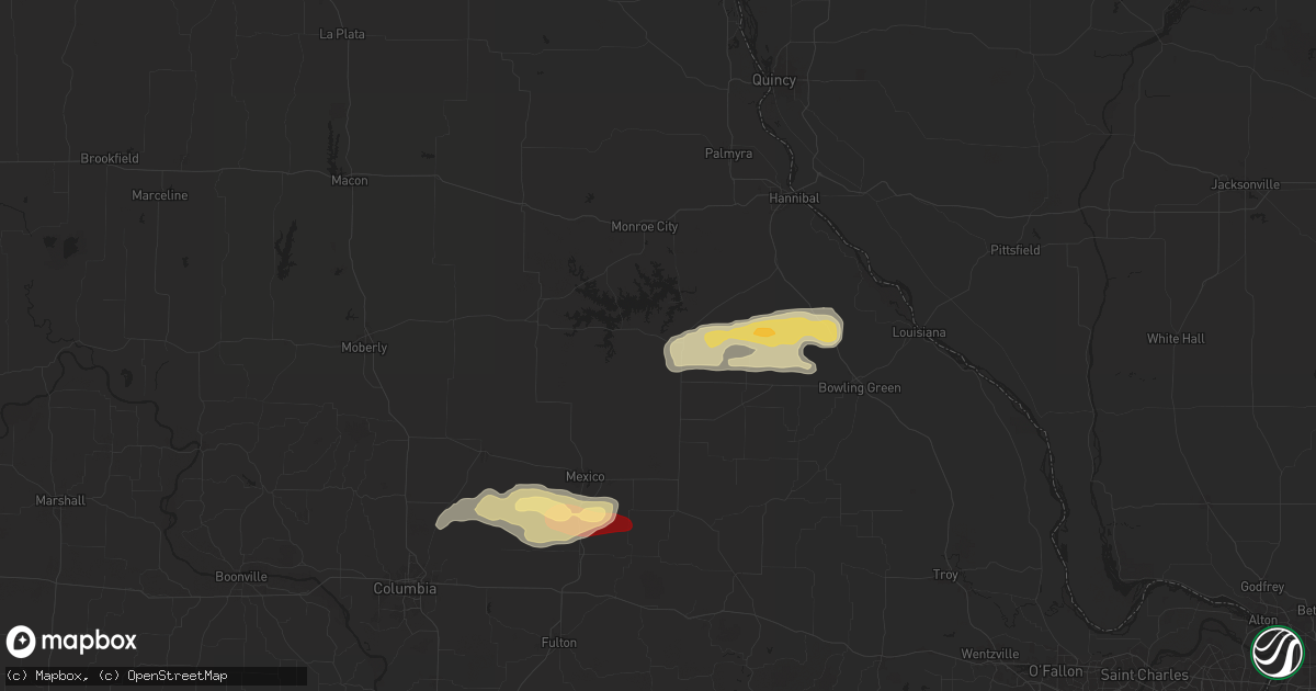 Hail map in Perry, MO on April 18, 2024