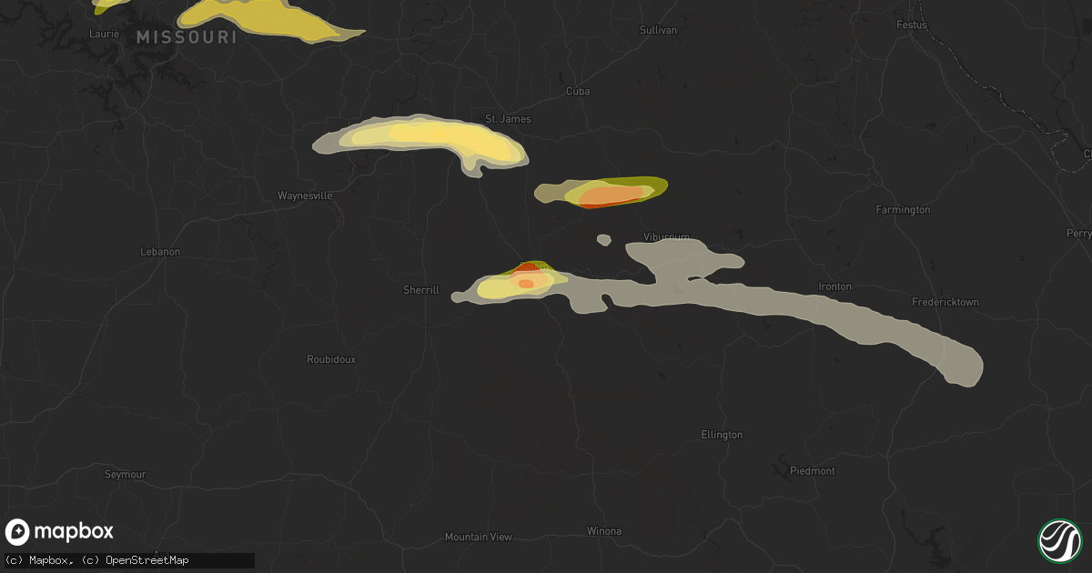 Hail map in Salem, MO on April 18, 2024
