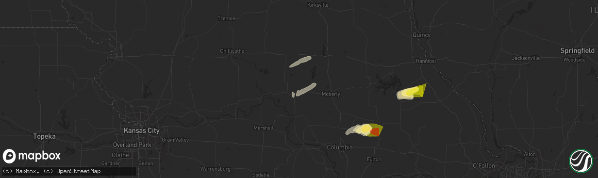 Hail map in Salisbury, MO on April 18, 2024