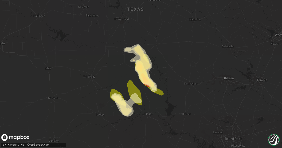 Hail map in San Saba, TX on April 18, 2024