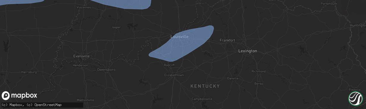 Hail map in Shepherdsville, KY on April 18, 2024